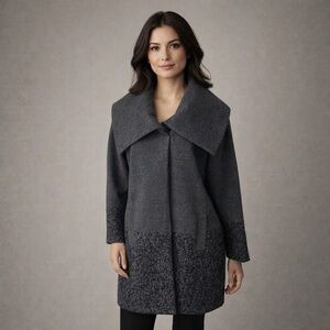 Alfani Women Large Coat Wool Blend Gray Classic Colorblock